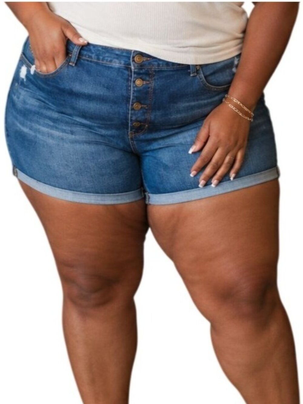 Time And Tru Plus Size 20 Shorts High-Rise Distressed Denim Button Fly